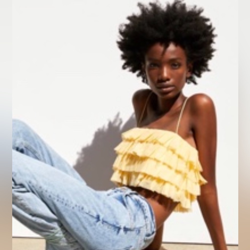 Yellow Ruffled Crop Top